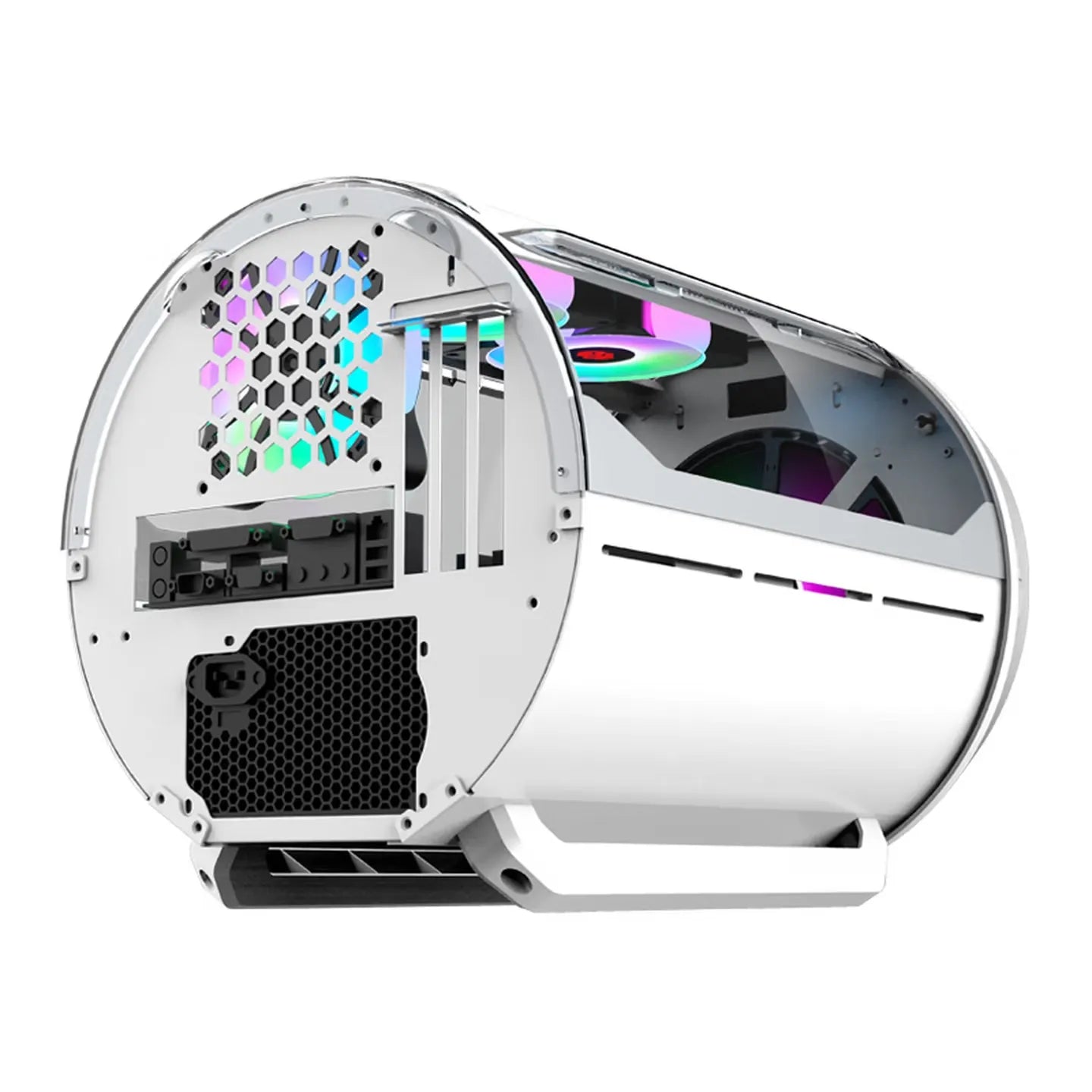 WJCOOLMAN Yuanqidan Mini Computer Case - Circular Side-Exposed Desktop Computer Case Compatible with 240 Water Cooling
