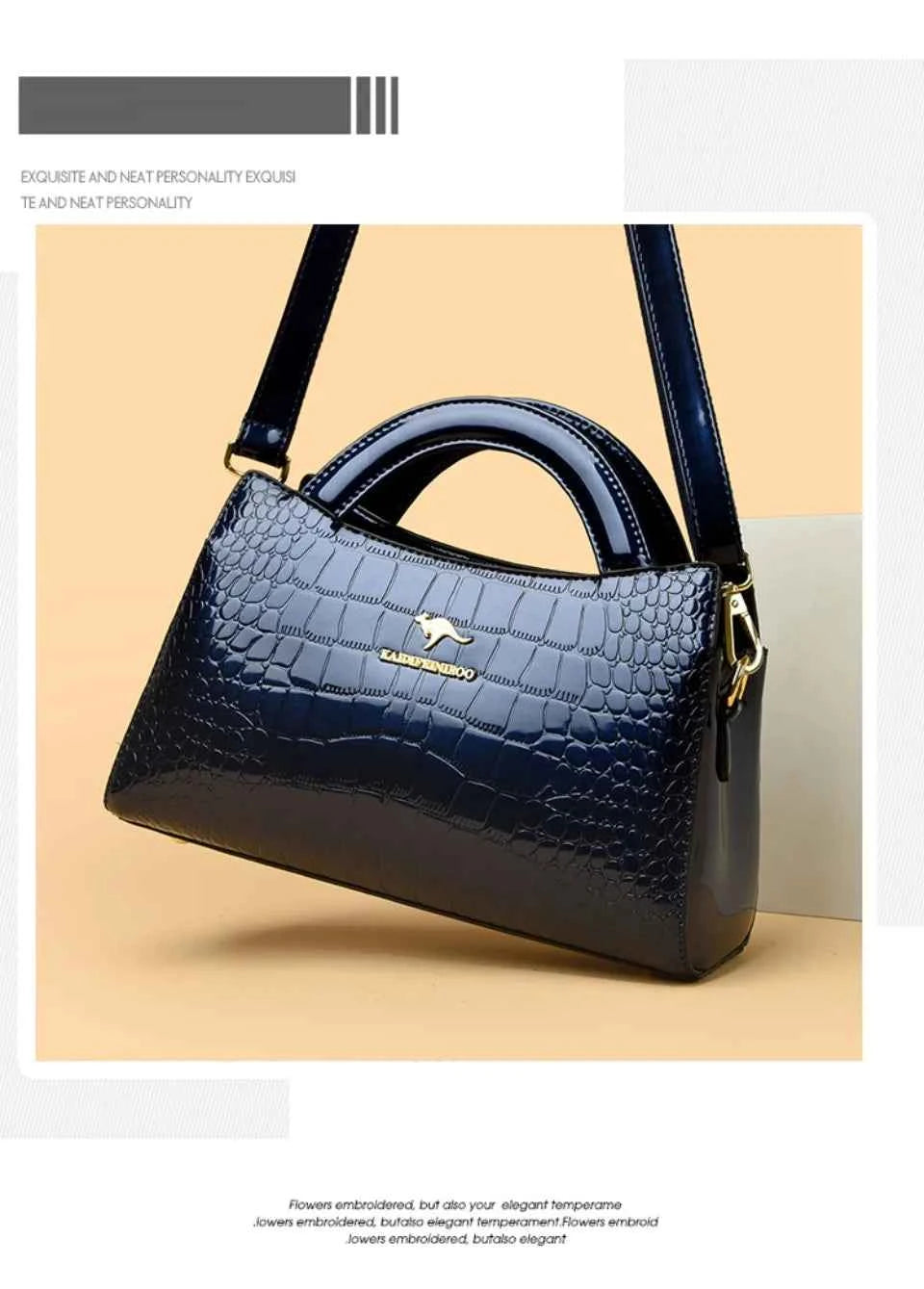 KAIDIFEINIROO Kangaroo Brand Alligator Pu Leather Shoulder Crossbody Bag Clutch Hand Bags for Mother Small Women Handbags New