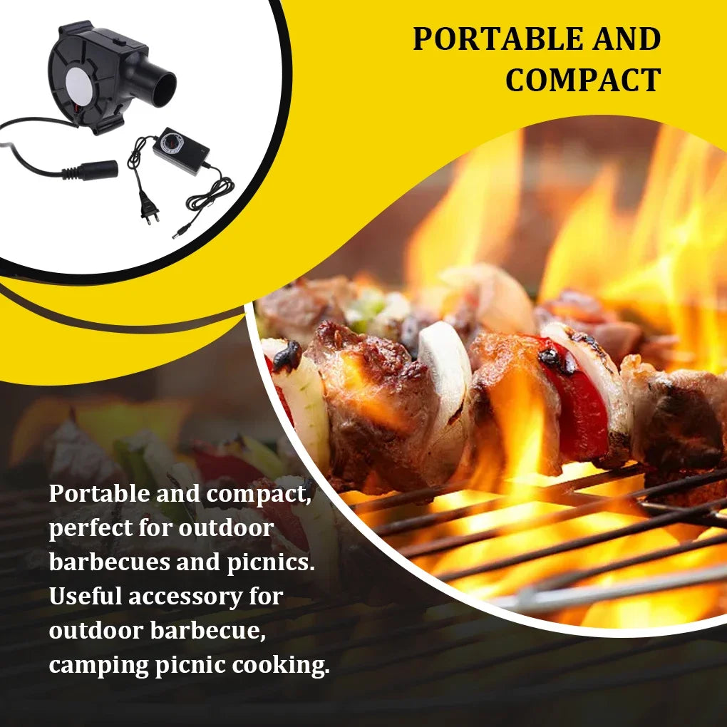 220V BBQ Fan Handheld Cooking Tool Adjustable Speed Air Blower for Barbecue Grill Camping US EU Plug Portable