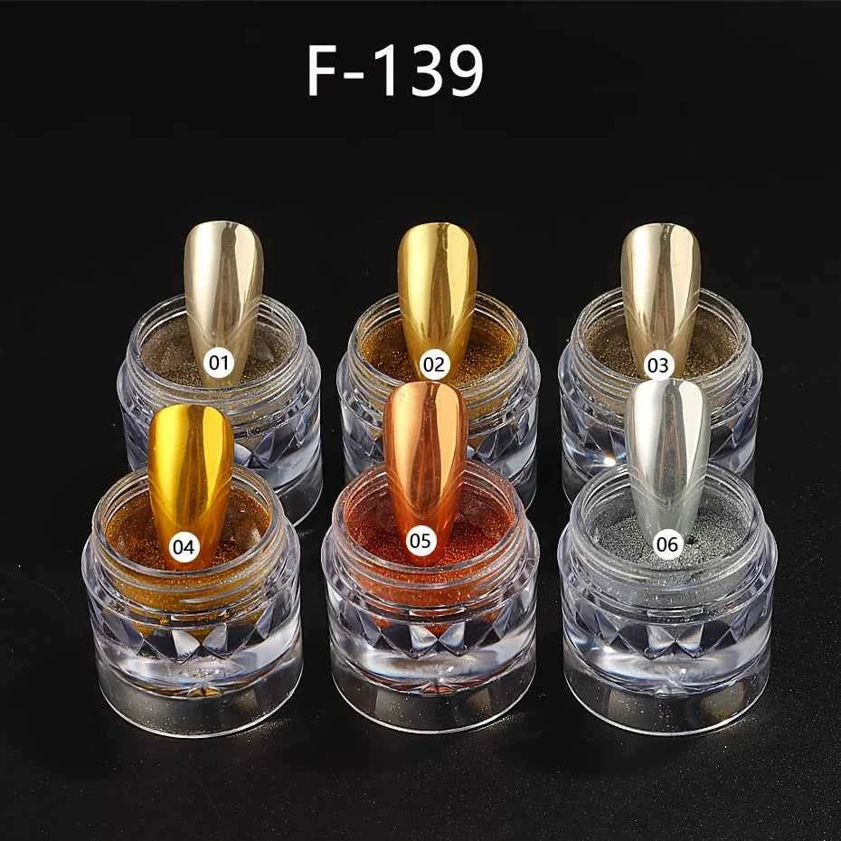 Silver Color Metal Nail Powder Set, Ideal for Shiny Effect, Metallic Glossy Finish, Smooth Application