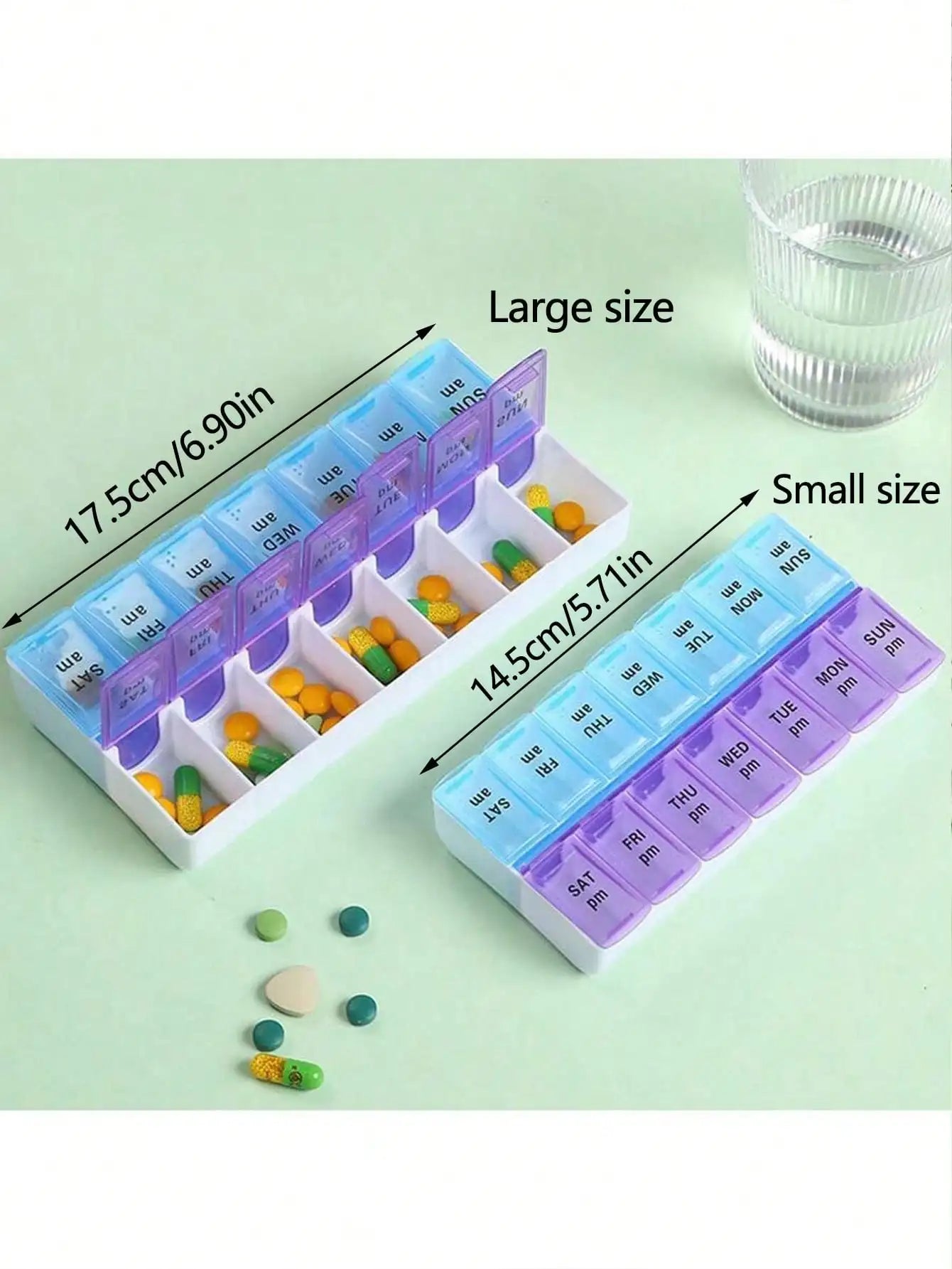14-Grid Color Pill Box, Portable One-Week Pill Box Set, Mini Combination Pill Box Packing, Daily Regular Reminder Pill Box Monday To Sunday Full Coverage Travel Carry-On & Handbag Essentials, Efficient Management Of Vitamins