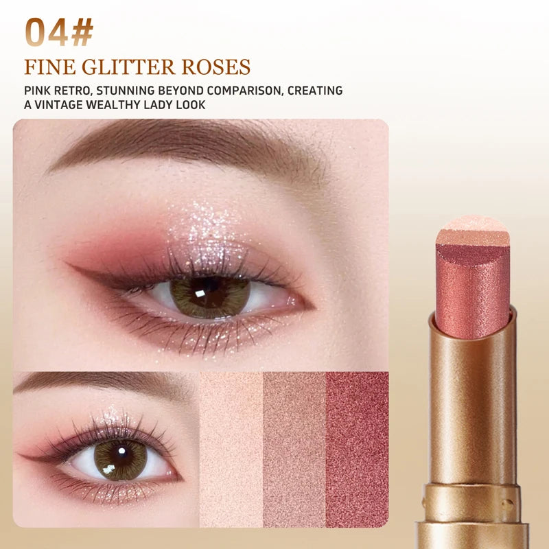 04 Color Three-Color Eyeshadow Stick – Waterproof Long-Lasting Glow