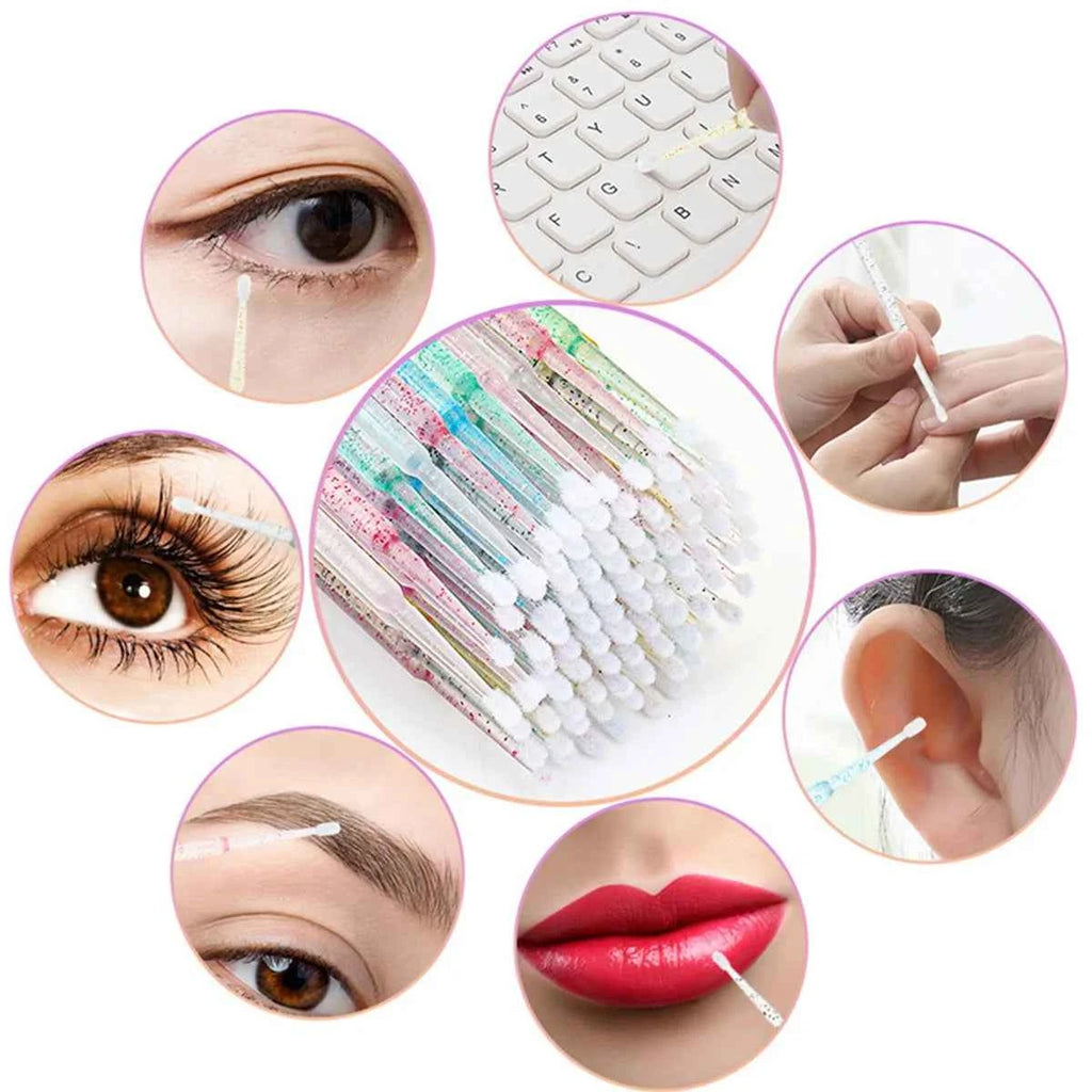 500/1000PCS Eyelash Brushes Crystal Swab Microbrushes Eyelash Extension Brush Grafting Lash Removing Applicators Makeup Tool