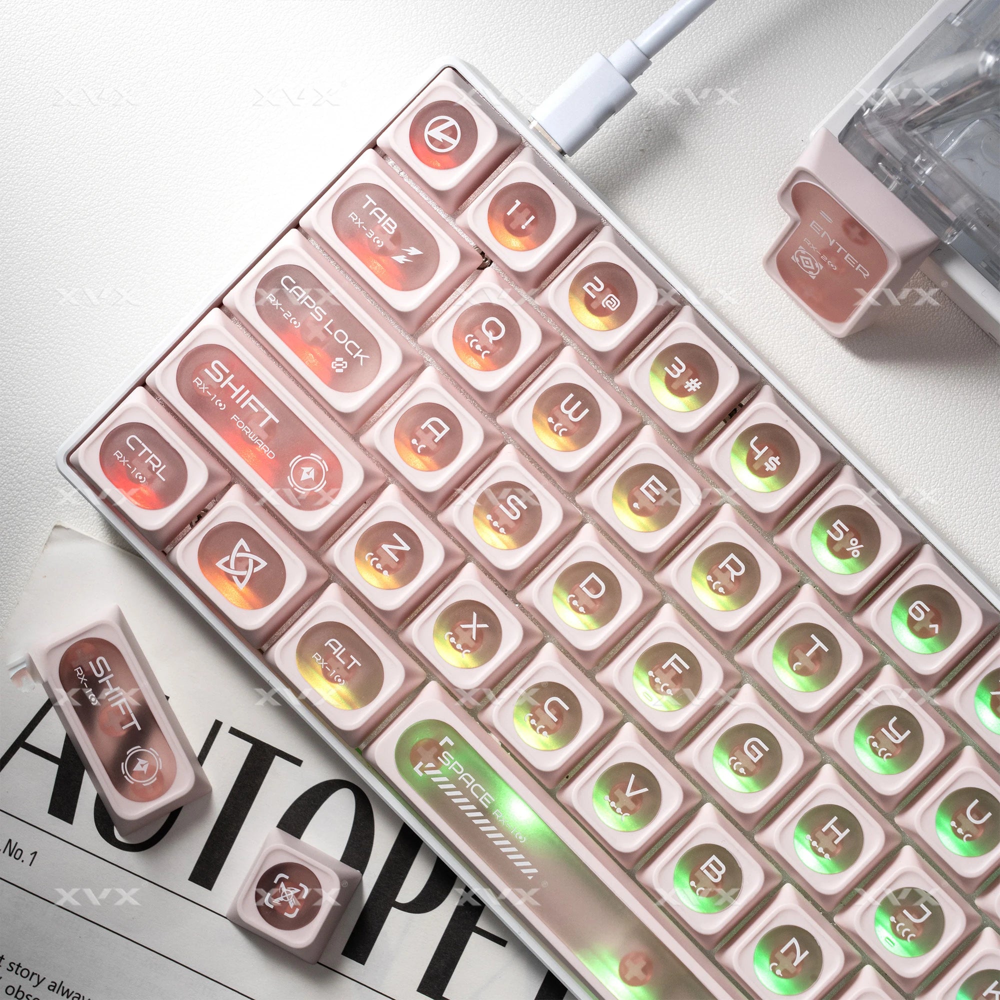 XVX White Shine Through Cats eye MAX Profile Dye-Sub PBT Keycap Set 136-Key
