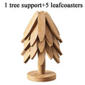 Tree Shape Wooden Trivet Set 4 Trivets + 1 Stand for Hot Dishes Natural Foldable Kitchen Trivet for Pot Bowl Teapot Hot Pot Hold
