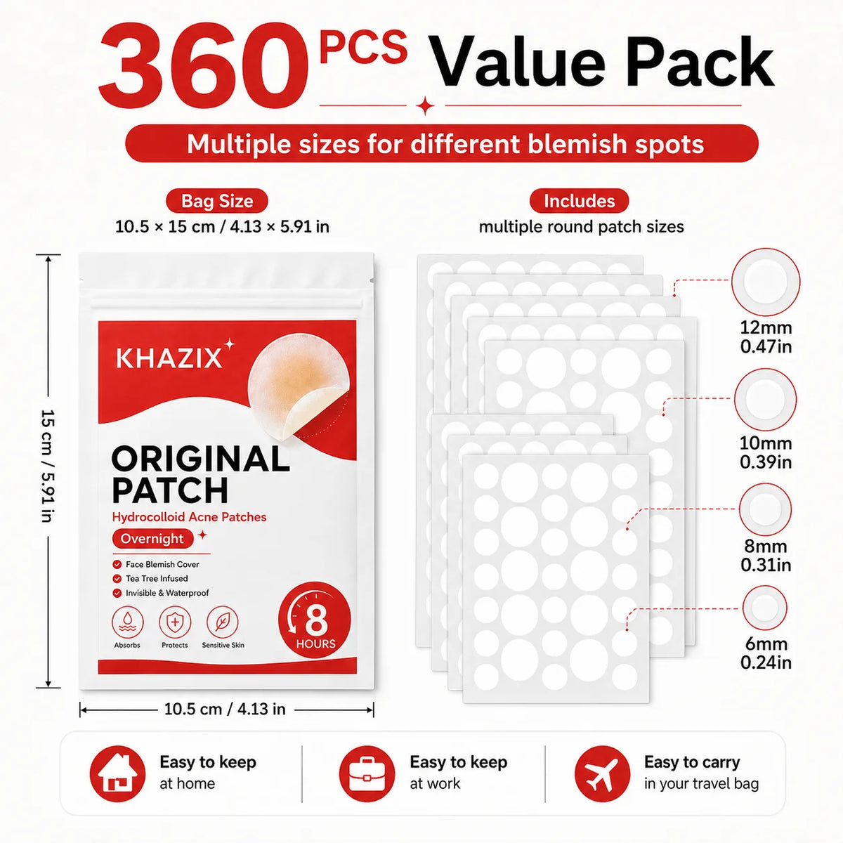 360-Piece Clear Acne Pimple Patches Invisible Spot Covers