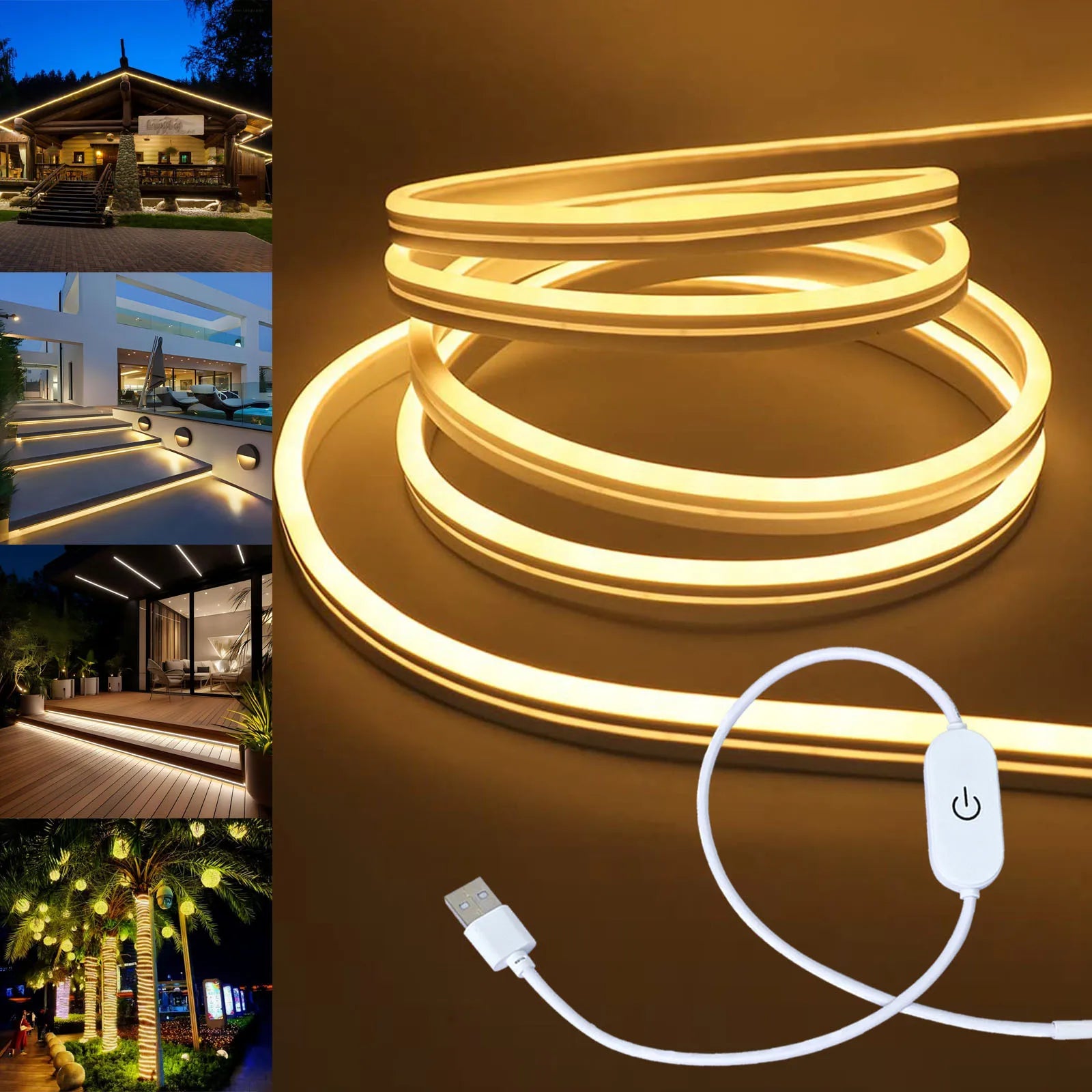 LED Strip Neon Light USB DC 5V Dimmable Touch Sensor Switch Flexible Silicone Neon Sign Tape Waterproof For Outdoor Room Decor