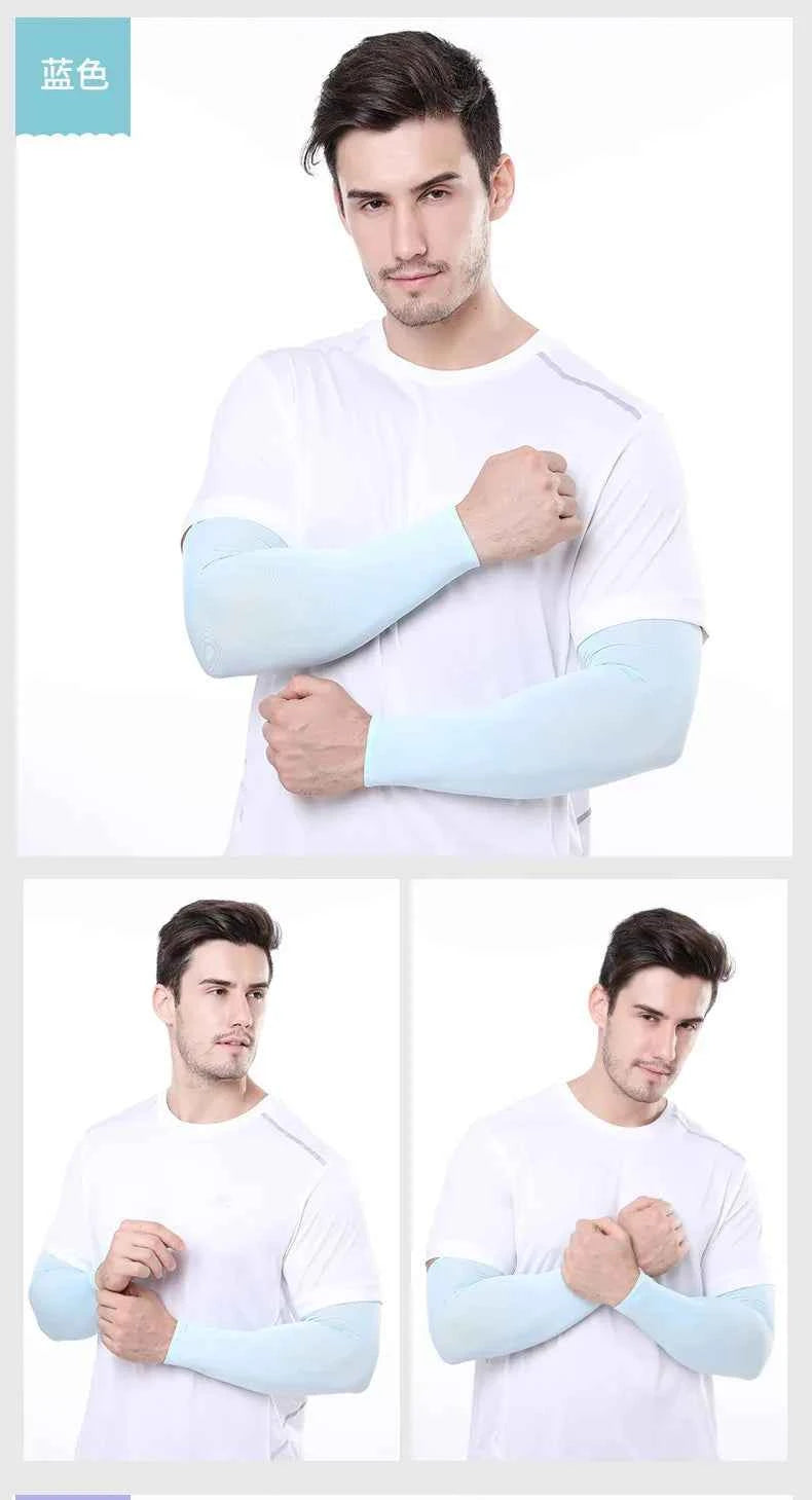 2Pcs Unisex Cooling Arm Sleeves Cover Sports Running UV Sun Protection Outdoor Men Fishing Cycling Sleeves for Hide Tattoos