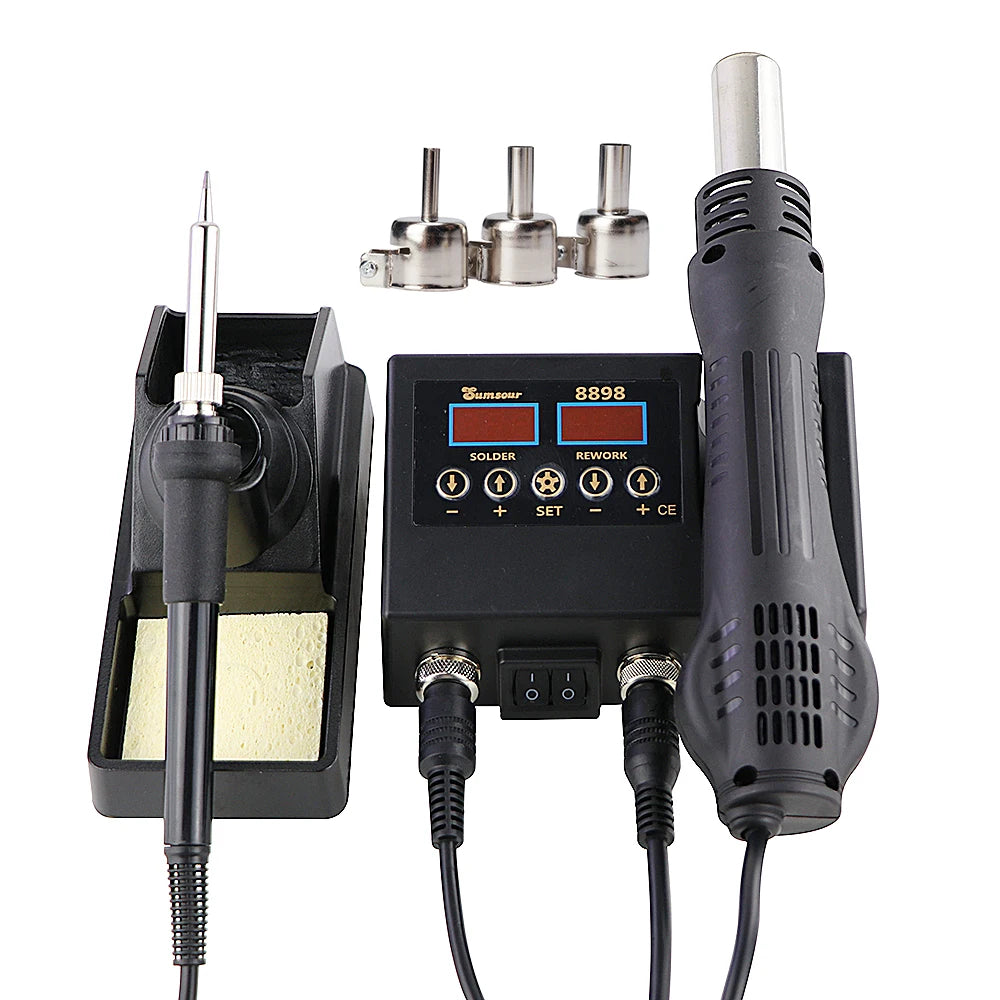 Soldering Station Digital Temperature Adjustable 2 in 1 SMD Solder Iron Hot Air Heat Gun Welding Rework For PCB IC Repair Tools