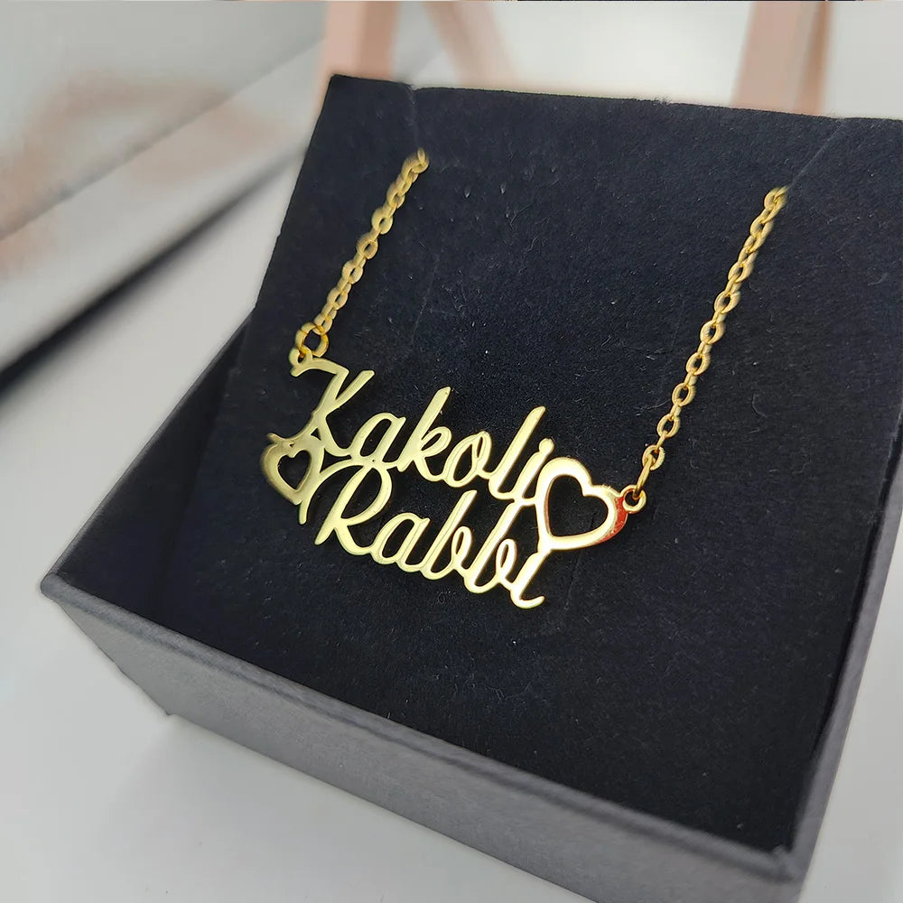 Customized Name Necklaces Personalised for Women Stainless Steel Personalized Necklace Letter Heart Butterfly Pendant Jewelry