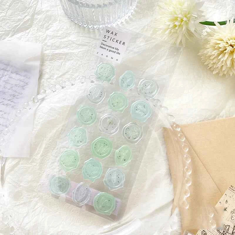 18pcs, Vintage Wax Seal Stamp Stickers, DIY Scrapbooking Journal Planner Decorations Stationery Envelope Sealing Tags
