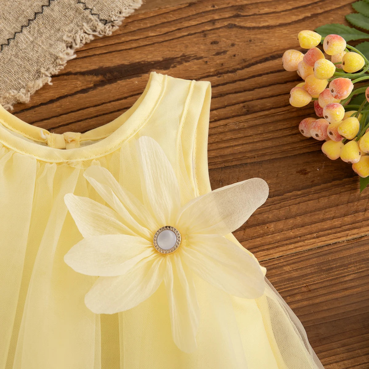 Baby Girl Pink Dress Flower Sweet Sleeveless Feather Gauze Princess Dress Wedding Party Dress for Kids Girl
