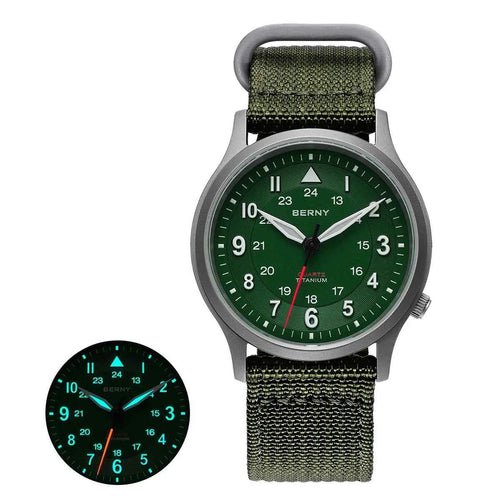 BERNY Titanium Watches for Men Super Luminous Sapphire Field Men's Watch Outdoor Quartz Wristwatch Lightweight 5ATM