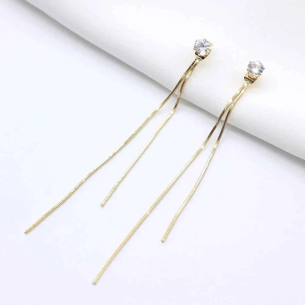 Korean Long Statement Geometric Triangle Tassel Dangle Drop Earrings For Women Earrings Fashion Jewelry Oorbellen Brincos