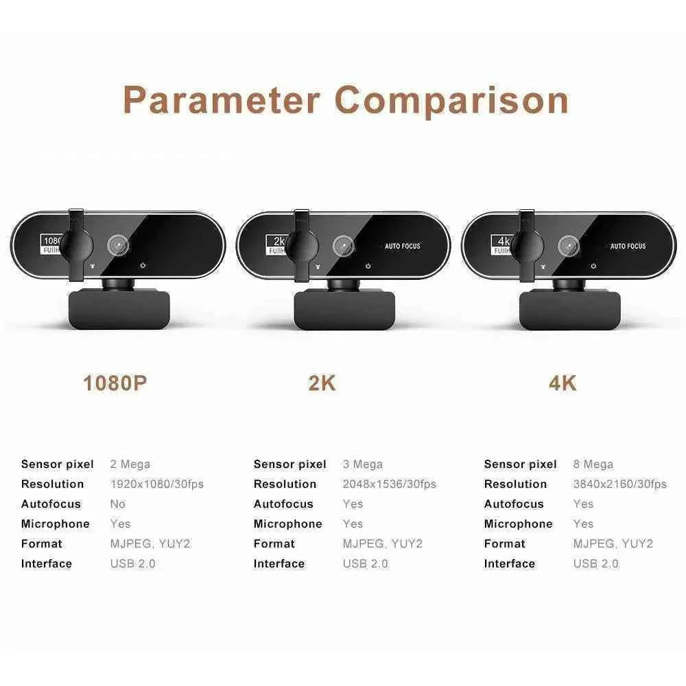 4K Webcam Video Camera 2K Autofocus Streaming Web Cam With Microphone Full HD 1080P Webcams for PC/Computer/Laptop