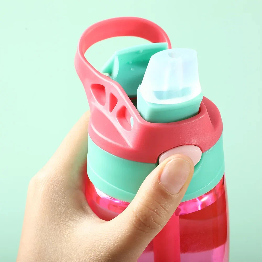 480ml Water Bottle with Straw Kids Girls Portable Travel Bottles Cup Gym Sports Fitness Summer Cold Water Juice Drinking Bottle