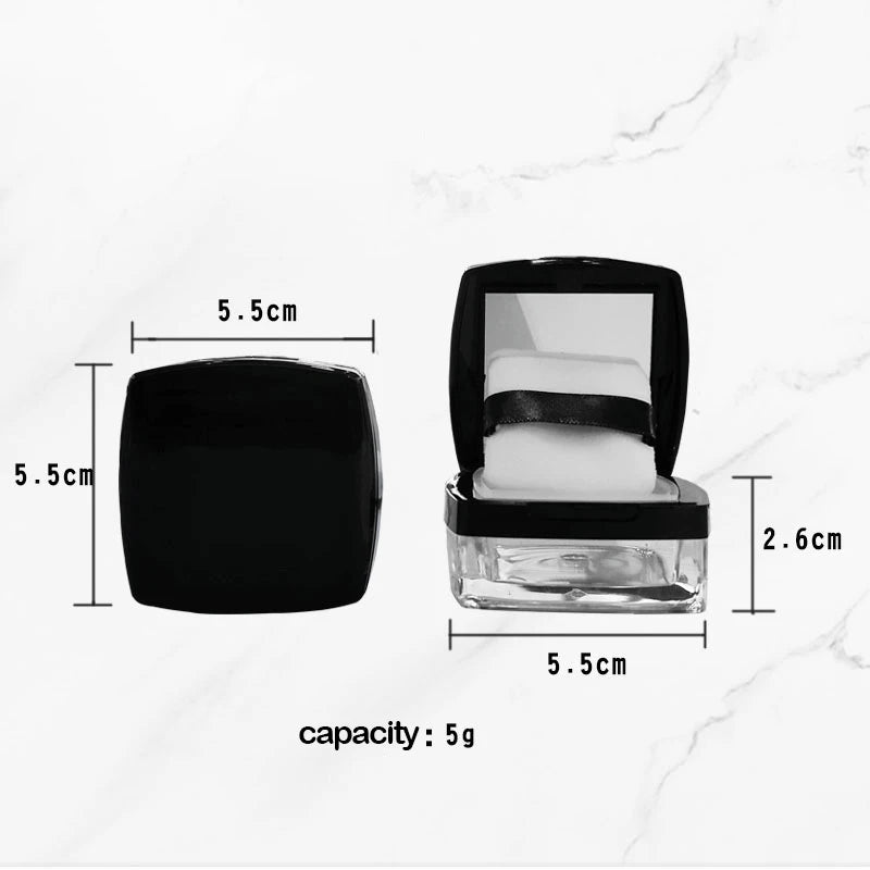 Powder Box Empty Portable Mini 5g Sieve Loose Powder Pot Square Box with Powder Puff Travel Makeup Jar Sifter Cosmetic Container
