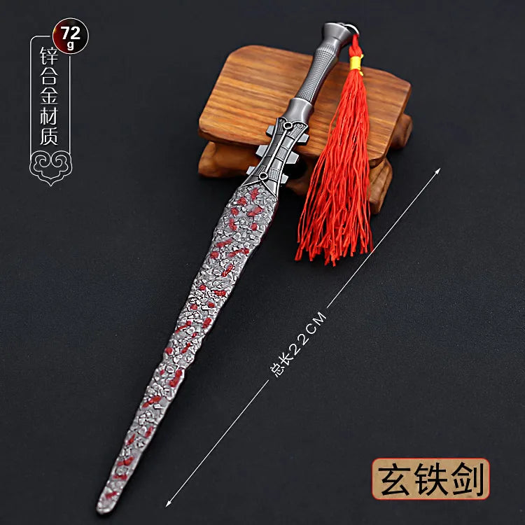 22cm Metal Sword machete Blade Espadas Manga Anime Keychain Toy Ancient Chinese Weapons Pendant Decoration Ornament Accessories