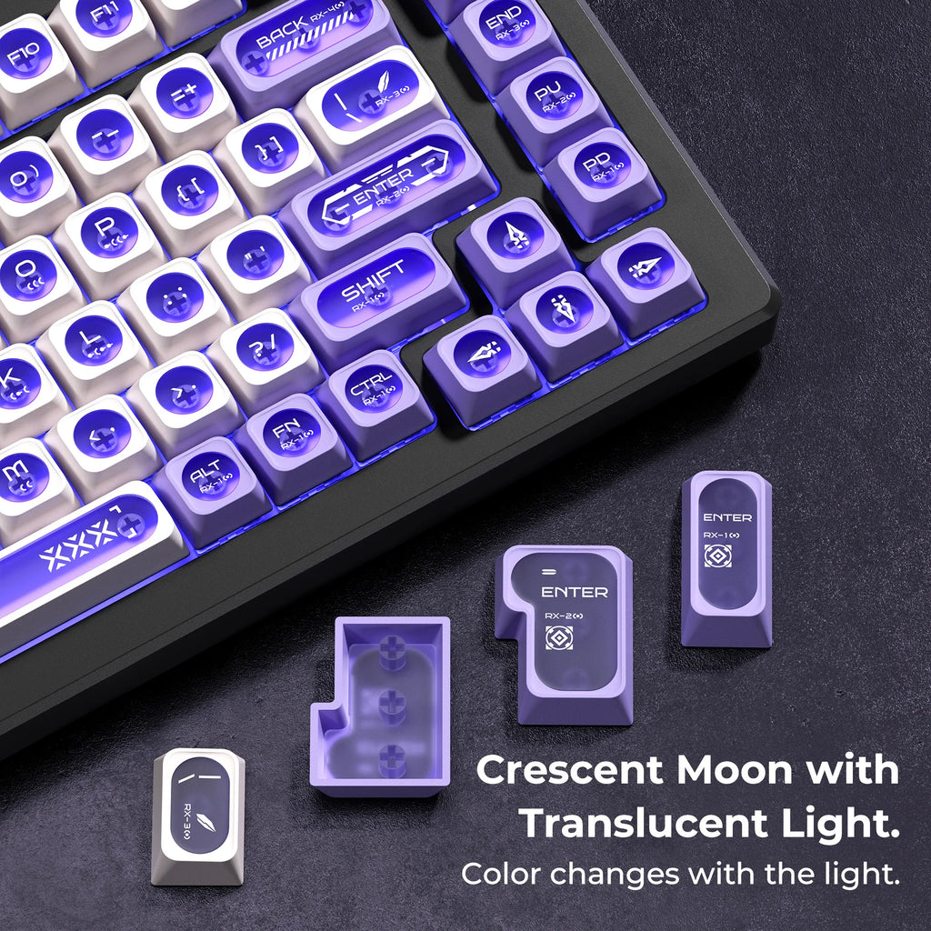 XVX White Shine Through Cats eye MAX Profile Dye-Sub PBT Keycap Set 136-Key
