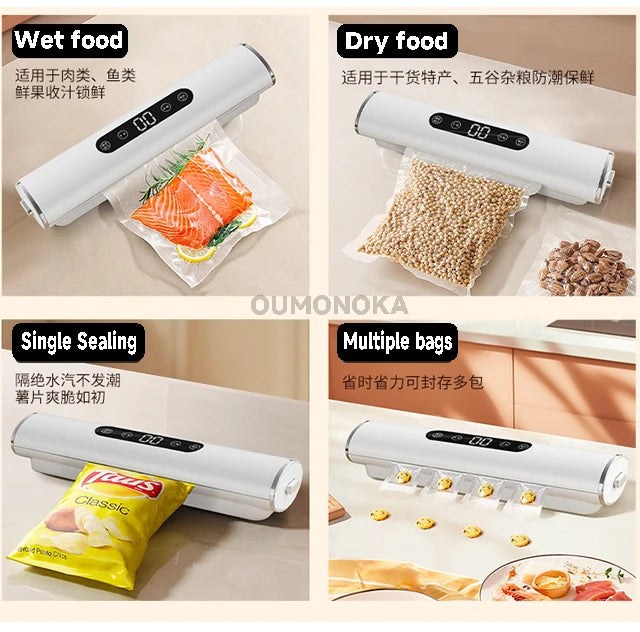 Electric Vacuum packaging machine Food Storage Seal Touch Button Dry/Wet Built-in Cutter Kitchen Food Sealing Vacuum Sealer