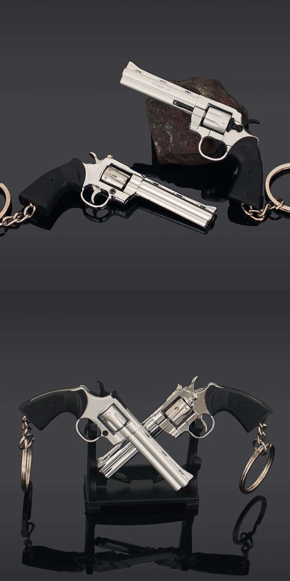 7cm Detachable Colt 357 Revolver Metal Gun Keychain Model Military-themed Keyrings Car Keychain Fashionable Men Accessories