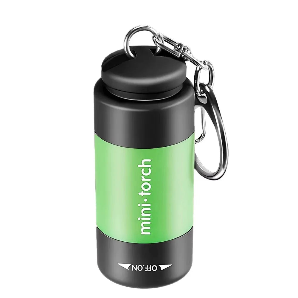 USB Rechargeable LED Pocket Keychain Flashlight Multifunctional Strong Light Waterproof for Outdoor Hiking Camping Mini