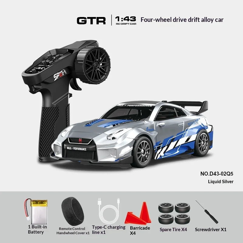 Mini Alloy RC Car 1:43 High-Speed Drifting Sports Car Boys Toy Four-Wheel Drive Simulation Race Car Remote Control Vehicle