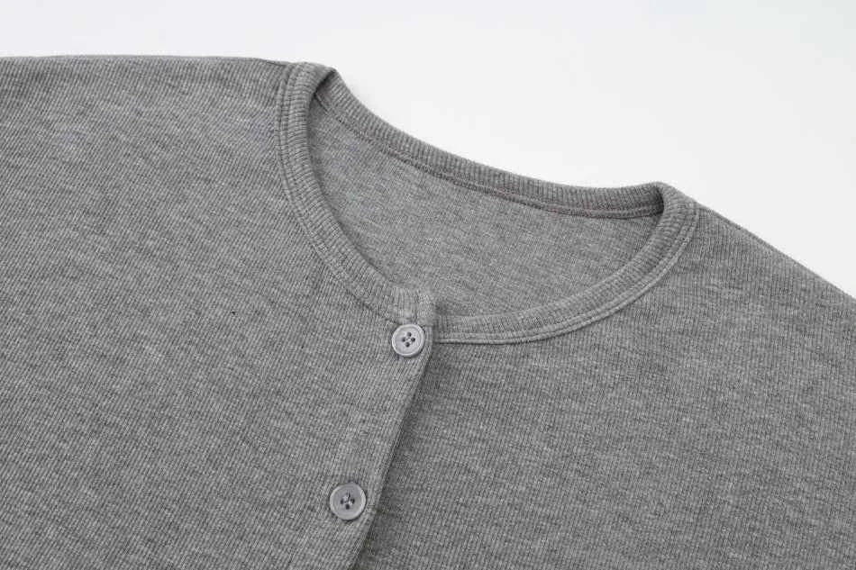 AS SS26 summer loose style button dress comfortable ribbing fabric dress o-neck lady clothes