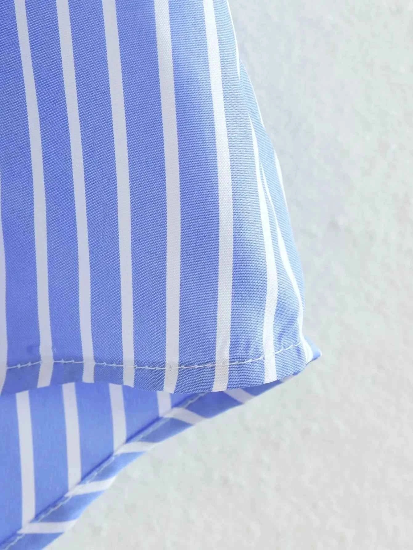 Women 2025 Pocket Stripe Printed Shirt Fashion Single Breasted Vintage Long Sleeve Spring Autumn Causal Elegant Loose Tops