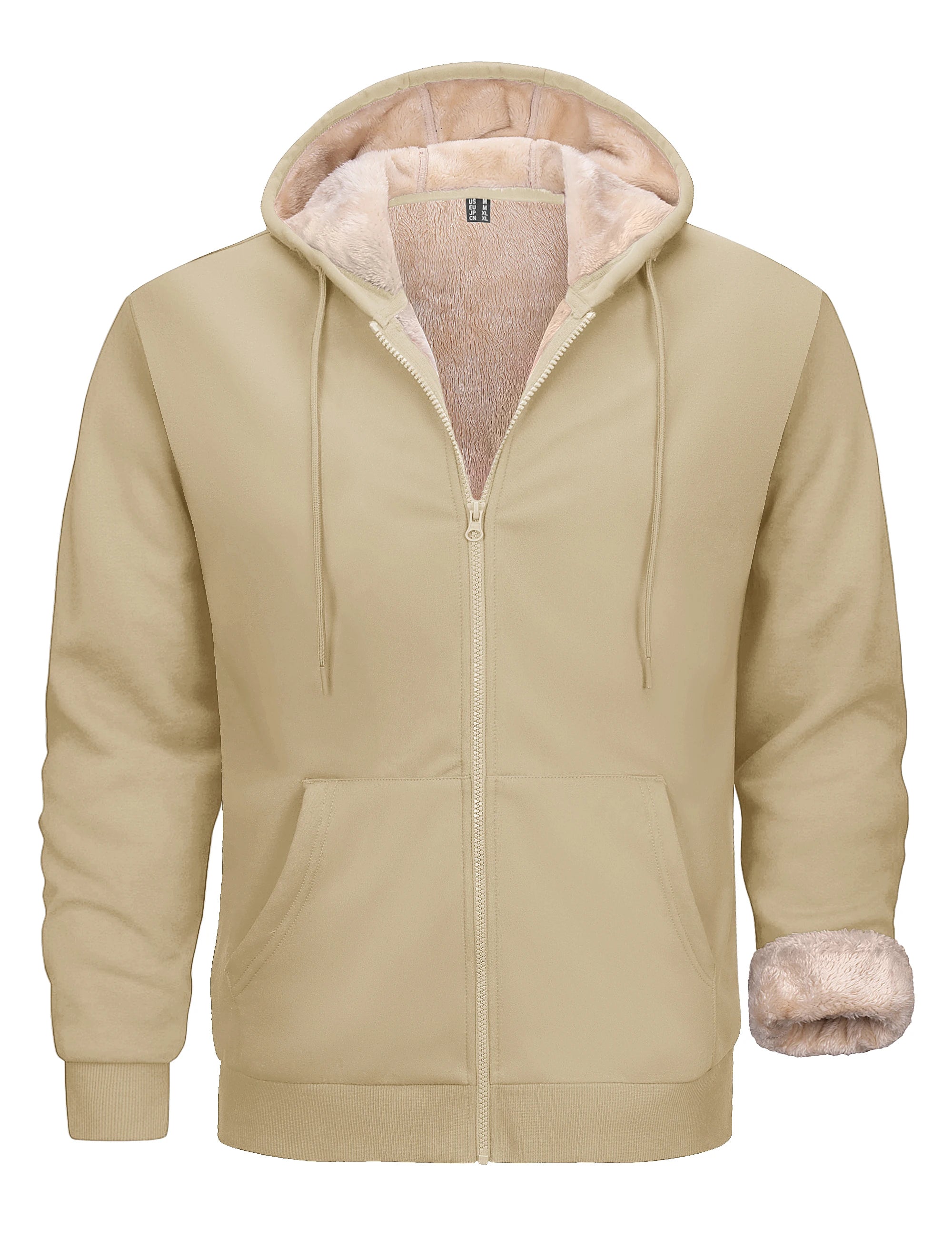 TACVASEN Men's Zip Up Hoodie Sherpa Lined Hooded Sweatshirt Winter Heavyweight Hoodies Warm Thick Fleece Jacket Casual Outwear