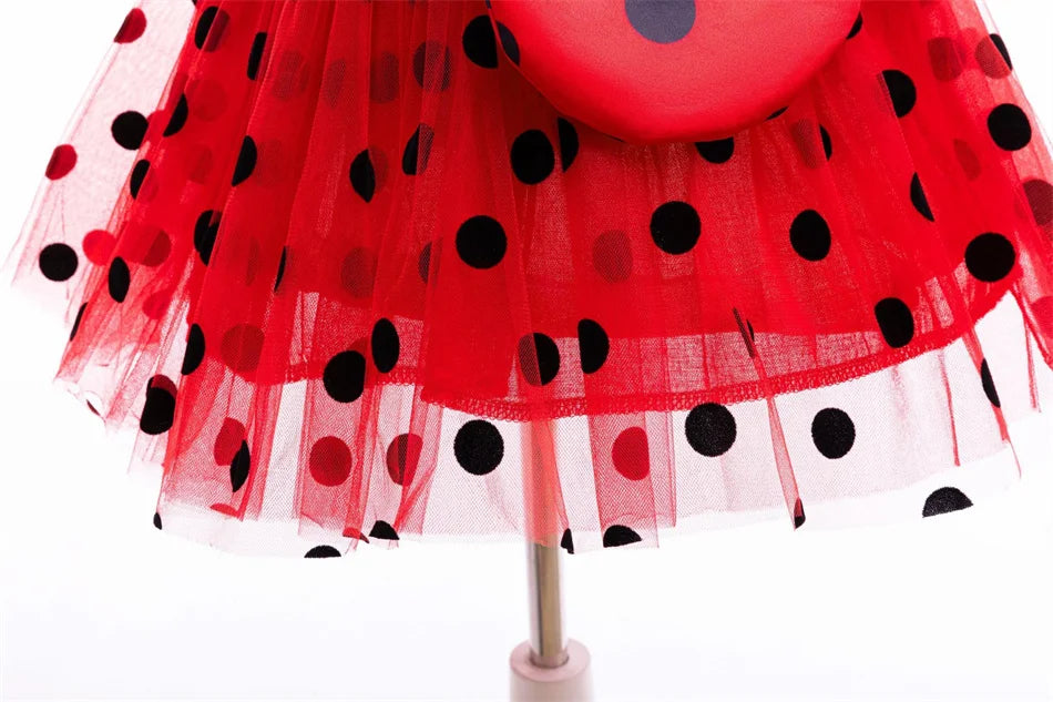 Children Ladybug Cosplay Costume Kid Marinette Halloween Outfit Christmas Fancy Party For Girl Red Dot Dress Suits Birthday Gift