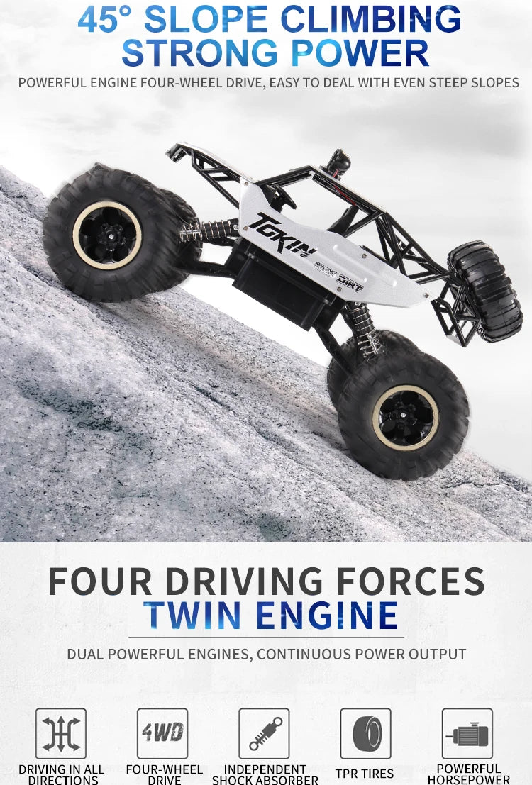 Oike RC Car Remote Control Climbing Vehicle Outdoor All Terrain 4X4 Off-road Trucks Rock Climber 4WD Buggy Racing Drift Cars Toy