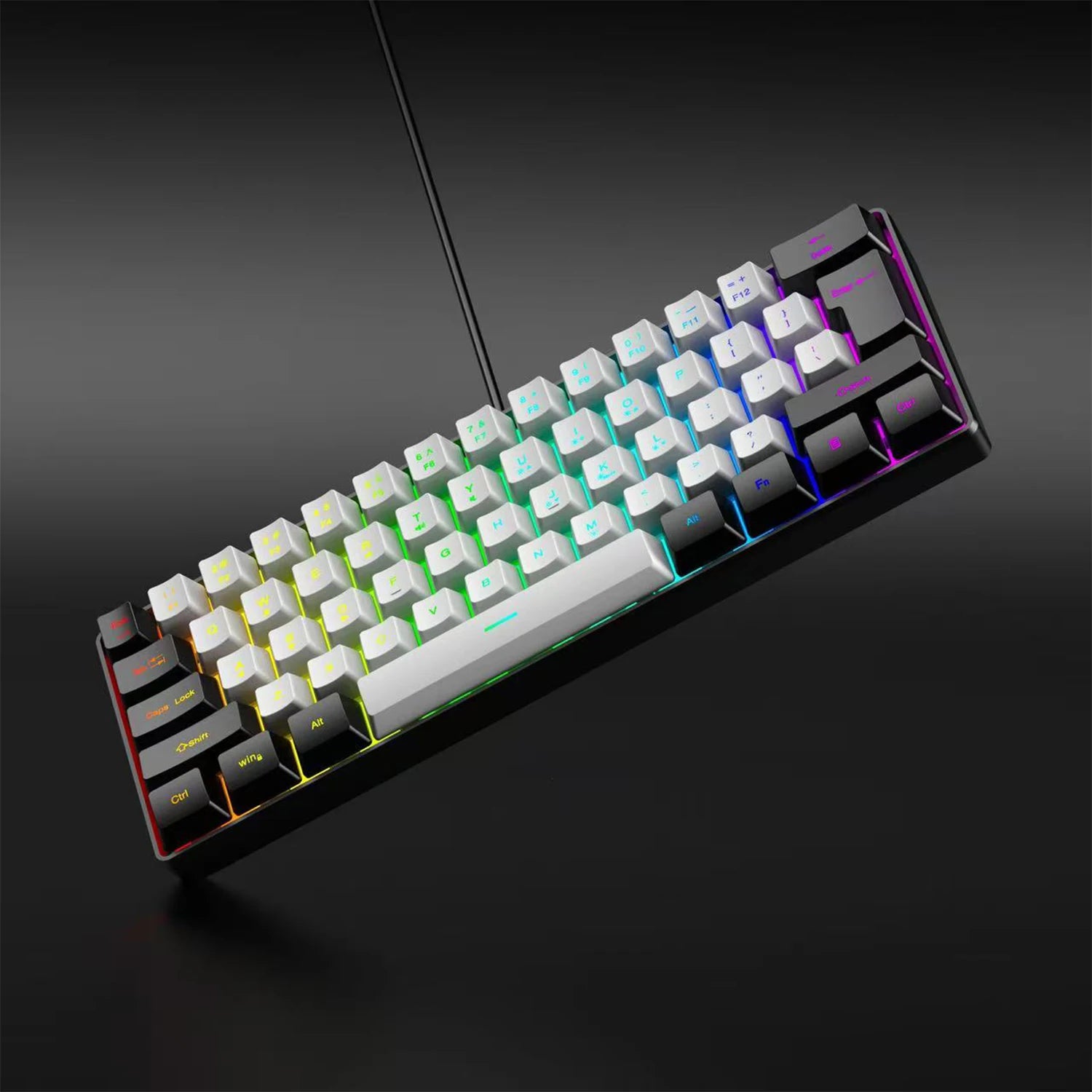 2026 new Mini 60% Compact Wired Keyboard 61 Keys RGB Backlight Membrane Keyboard For Windows PC Office laptop Computer