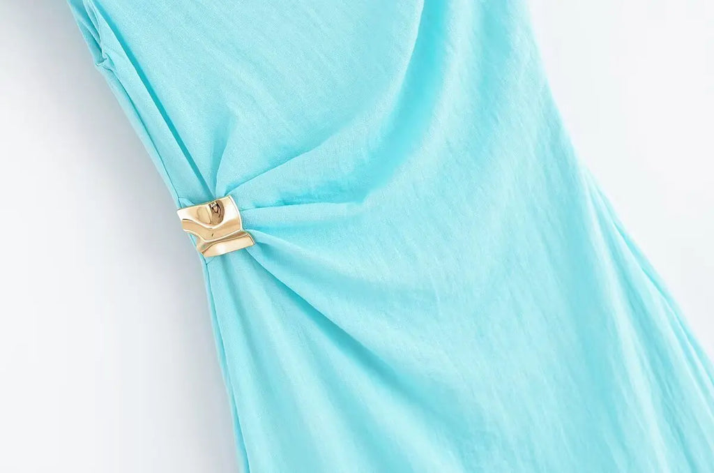 HH Woman's Summer Sexy Fashion Long Dress Solid Sleeveless Asymmetry Dresses Female Holiday Style Slit Slim Chic Dress