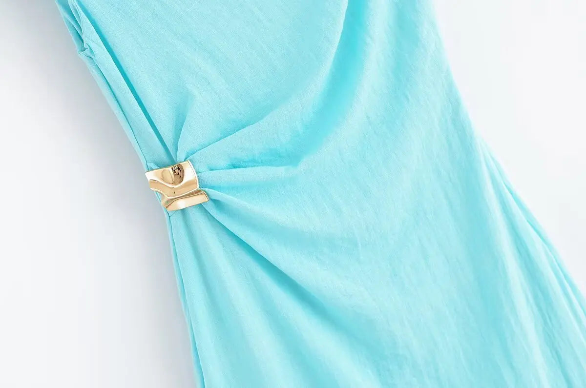 HH Woman's Summer Sexy Fashion Long Dress Solid Sleeveless Asymmetry Dresses Female Holiday Style Slit Slim Chic Dress