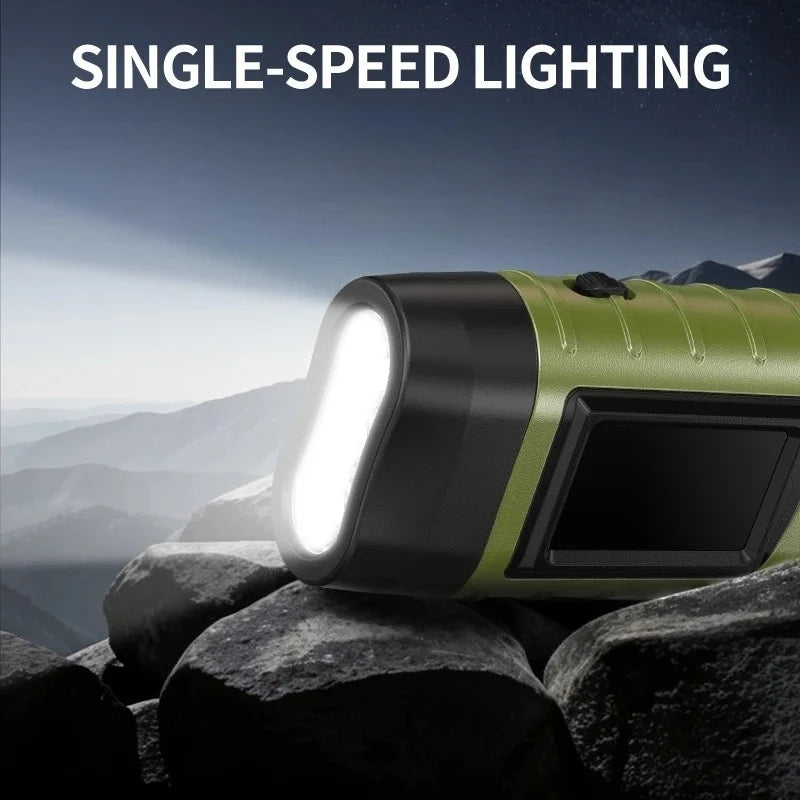 Solar Hand Crank LED Flashlight – Rechargeable Emergency Lamp