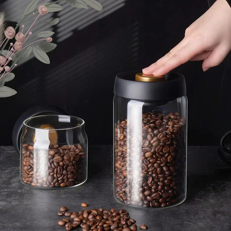 Economic 500ml Vacuum Sealed Jug Coffee Beans Glass Airtight Canister Food Grains Candy Keep Fresh Storage Kitchen Accessories