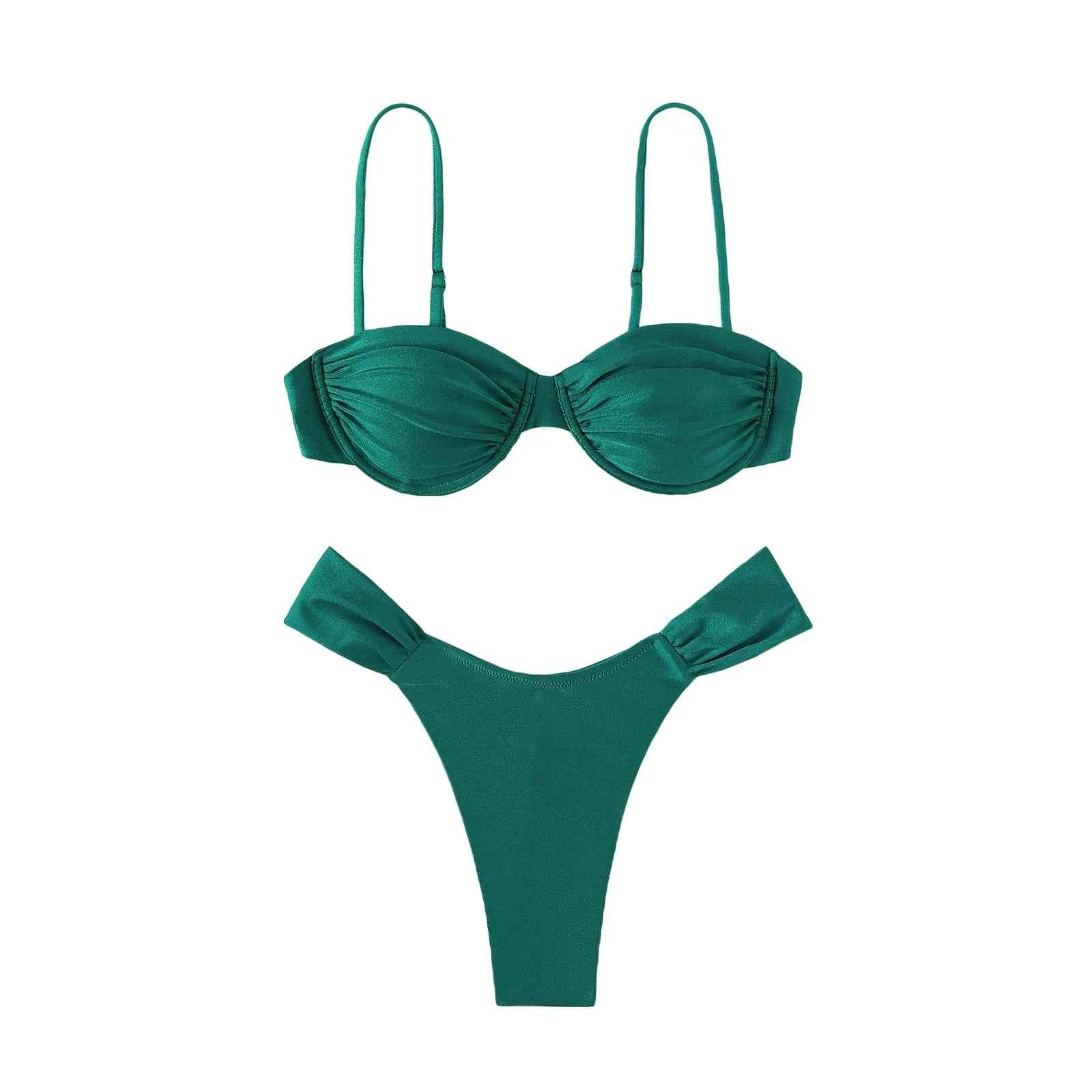 New Hot Sale Sexy Women Push-up Padded Bra Bikini Set Pleated Swimsuit Swimwear Swimming Beach Bathing Costume Bikini Set