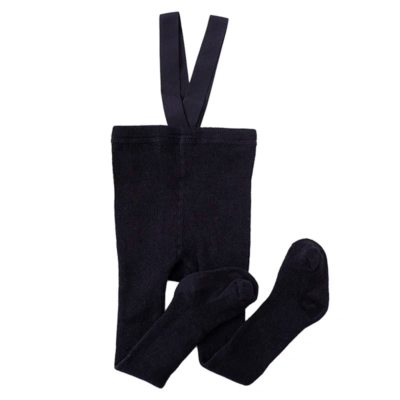 Newborn Baby Boys Girls Pantyhose Solid High Waist Ribbed Knit Tight Infant Spring Autumn Strap Leggings
