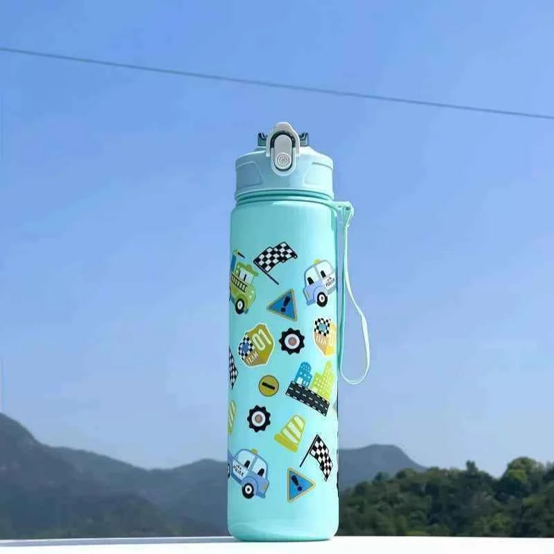 750ml Dinosaur Water Bottle For Kids Water Sippy Cup With Silicone Straw Leakproof Plastic Water Bottles Summer Kids Water Cup