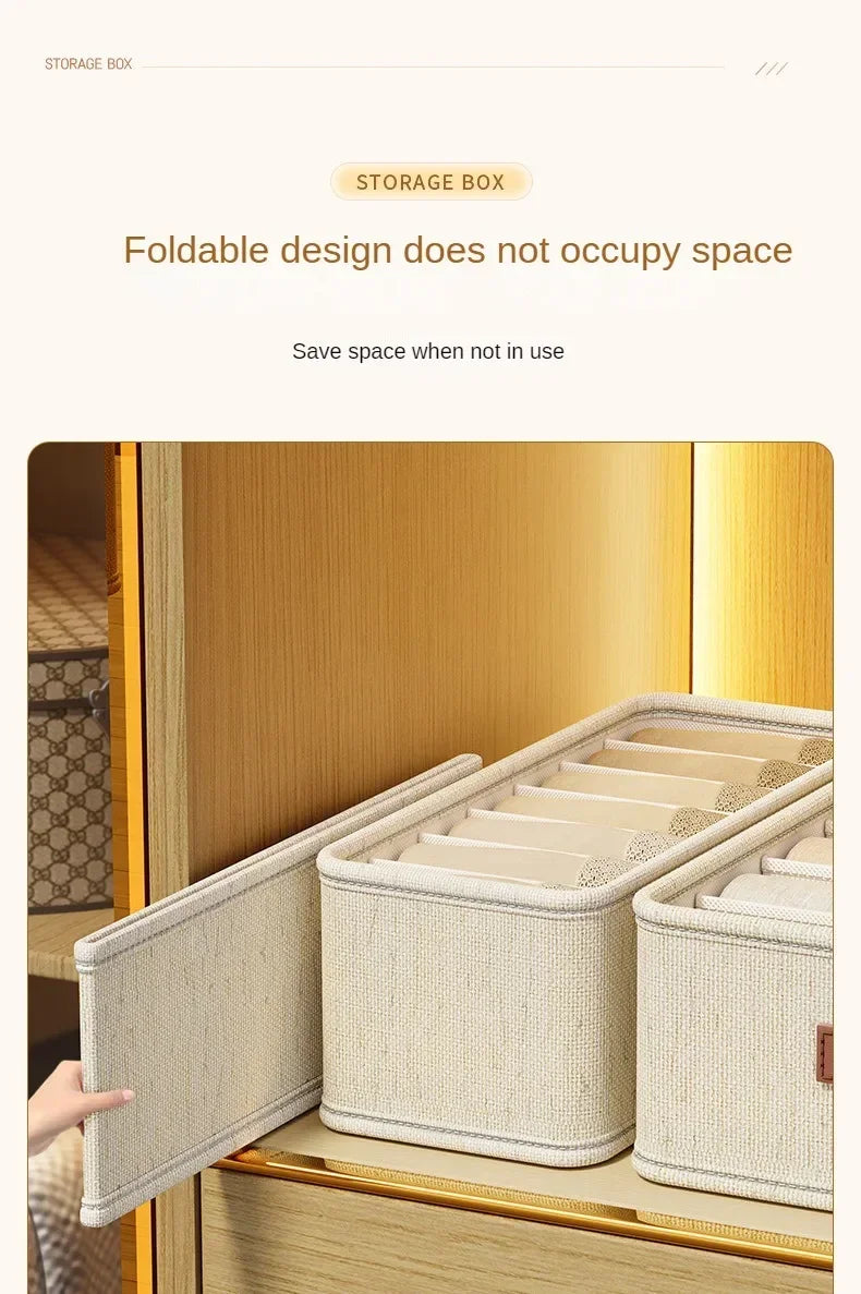 1-5PCS Fabric Drawer Organizers for Underwear Socks Bras - Closet Storage Box with Dividers Foldable Wardrobe Shelf Organizer Se