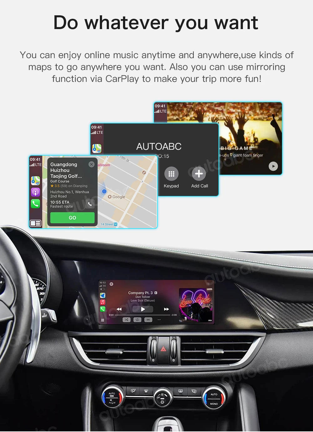 AUTOABC 2025 New For Alfa Romeo Stelvio /Giulia 2017-2019 Wireless CarPlay Android AutoAirPlay Navigation Car Play Functions