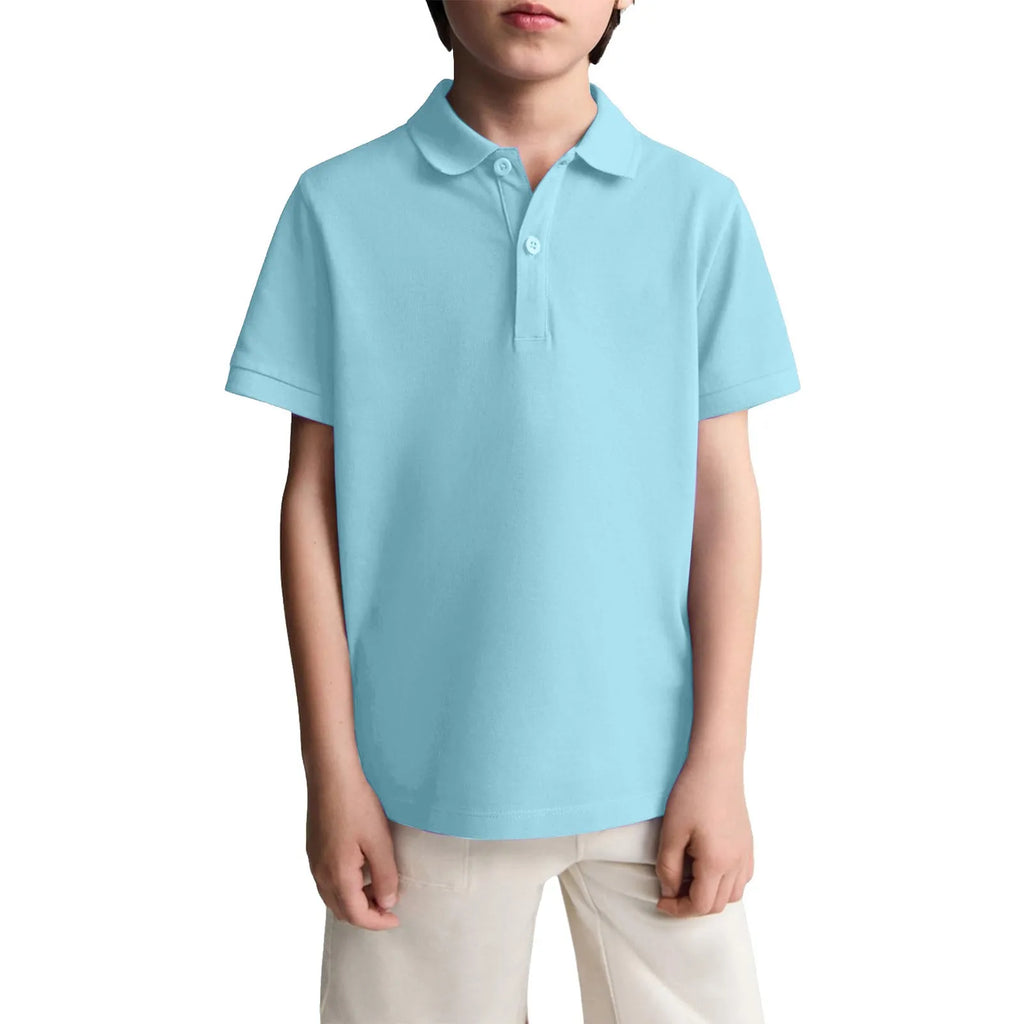 Polo Shirts Kids Basic Simple School Student Uniforms Class Uniforms Cultural Shirts Quick-Drying Turn-Down Collar for 6-11years