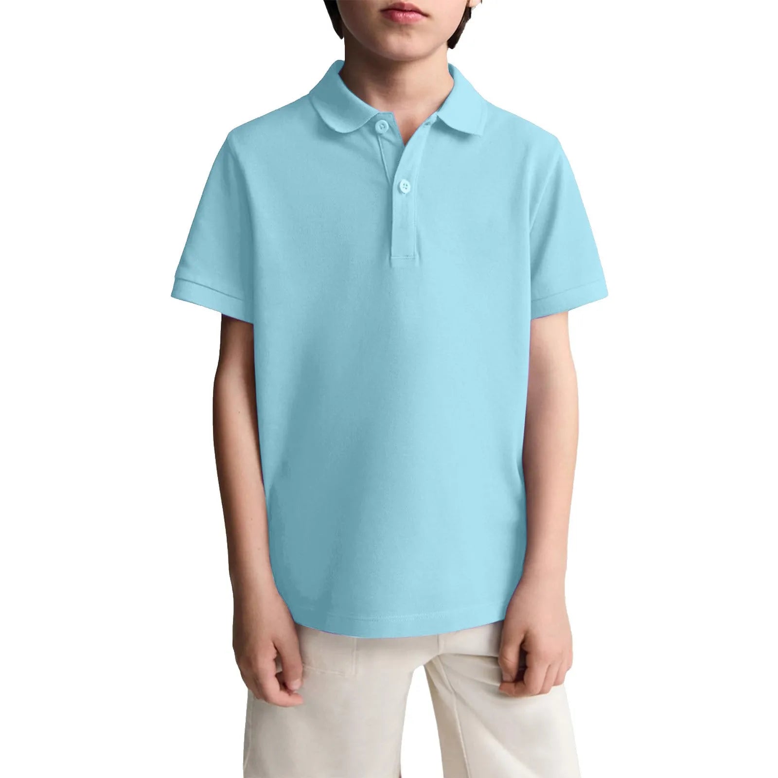 Polo Shirts Kids Basic Simple School Student Uniforms Class Uniforms Cultural Shirts Quick-Drying Turn-Down Collar for 6-11years