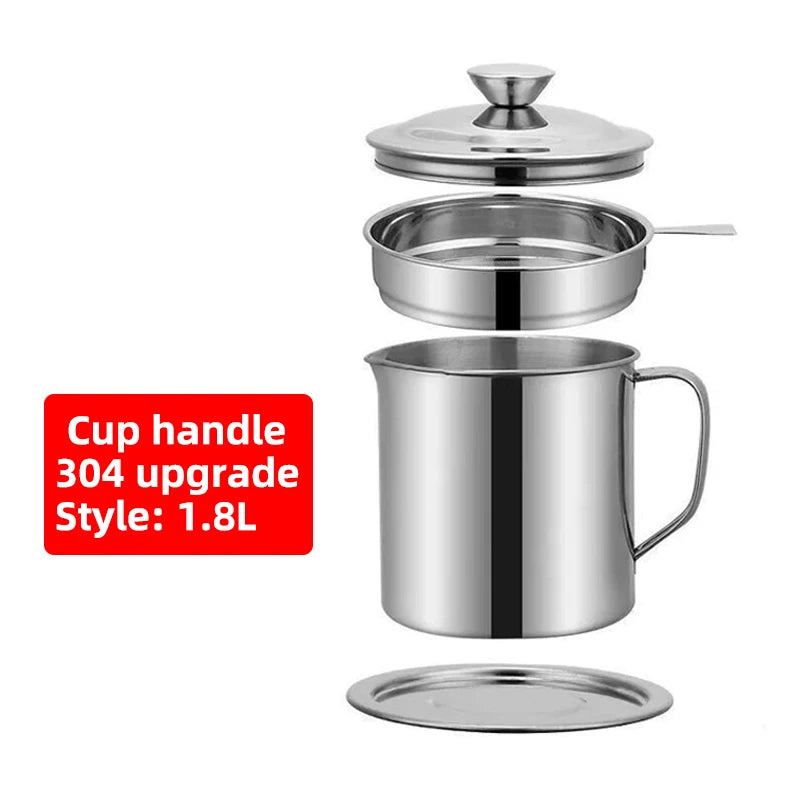 Stainless Steel Oil Strainer Pot Container Jug Storage Can With Filter Cooking Oil Pot For Kitchen Household Tools
