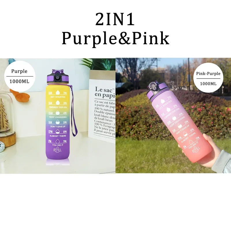 1 Liter Water Bottle Motivational Sport Water Bottle Leakproof Drinking Bottles Outdoor Travel Gym Fitness Jugs For Kitchen