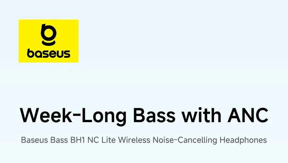 Baseus Bass EH10 NC Wireless Headphones Bluetooth 6.0 Noise Canceling 45dB Over Ear HeadsetSpatial Audio Earphone 80H Time