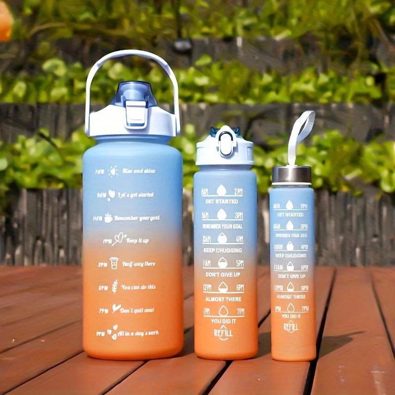2 Liter Water Bottle with Straw Female Girls Large Portable Travel Bottles Sports Fitness Cup Summer Cold Water with Time Scale
