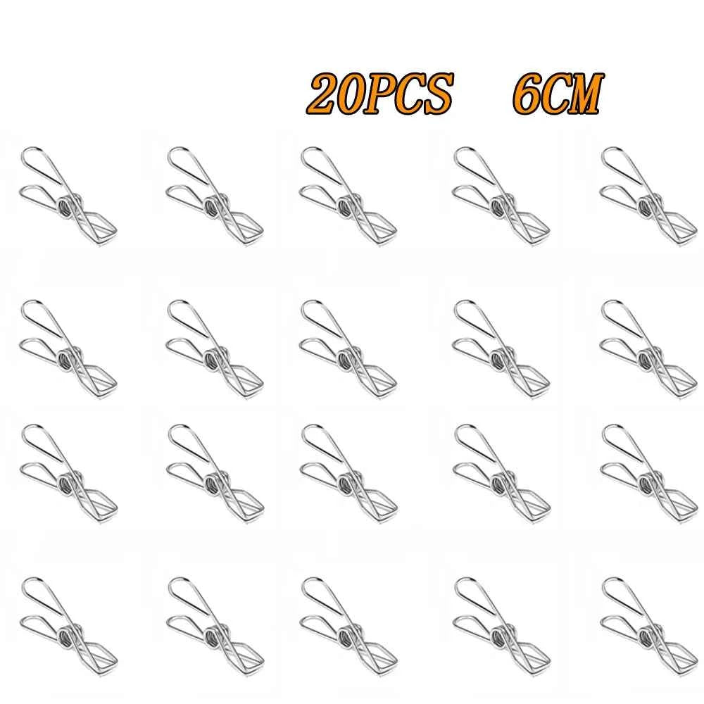 5CM 6CM Stainless Steel Clips 10/20/40 Clothes Pins Pegs Holders Clothing Clamps Sealing Clip Household Multipurpose Clothespin