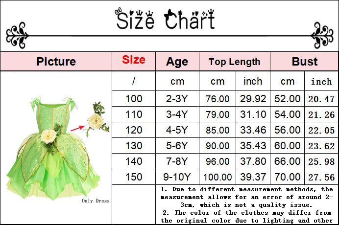Summer Girls Tinkerbell Fairy Dresses Up for Girls Costume Kids Cosplay Flower Fairy Princess Clothes Christmas Party Outfit